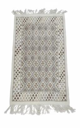 Berbère Tapis Artisanal à Motifs Losanges Tons Naturels