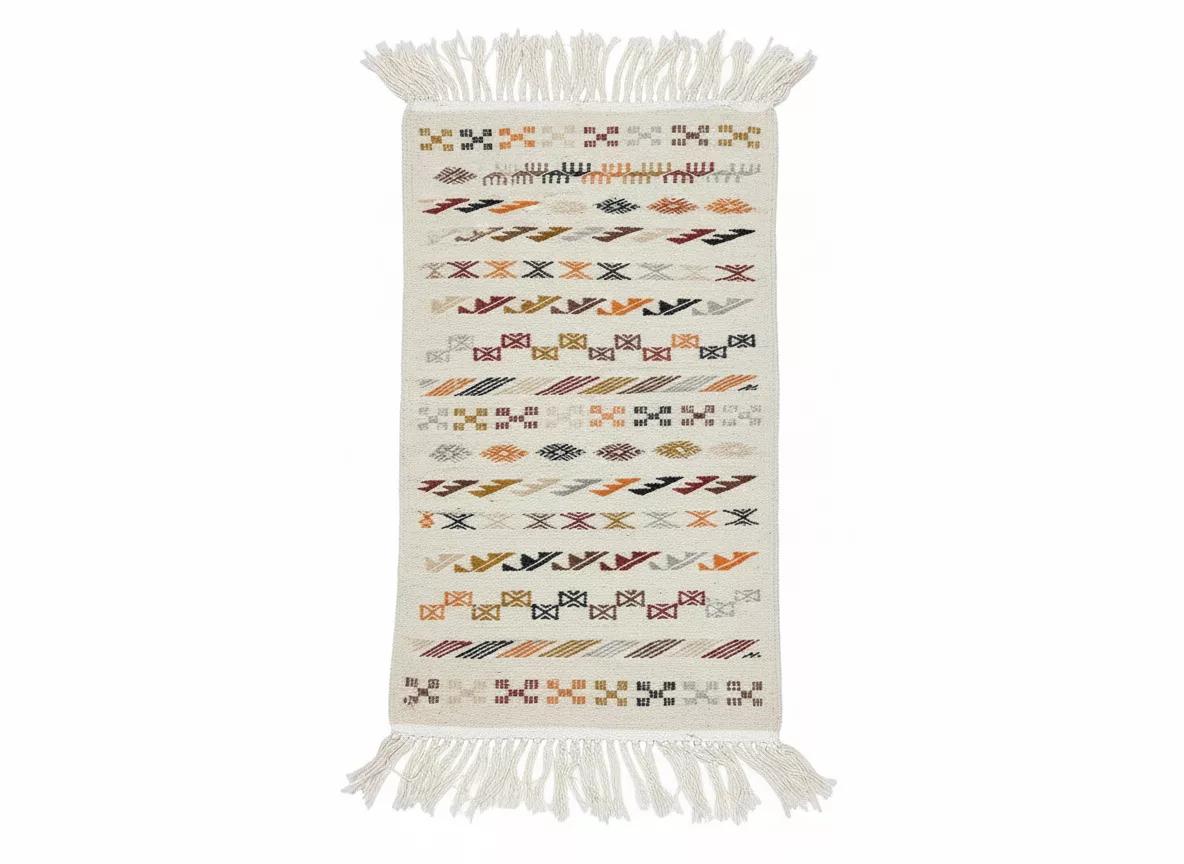 Berbère Tapis Artisanal en Laine à Motifs Géométriques Colorés