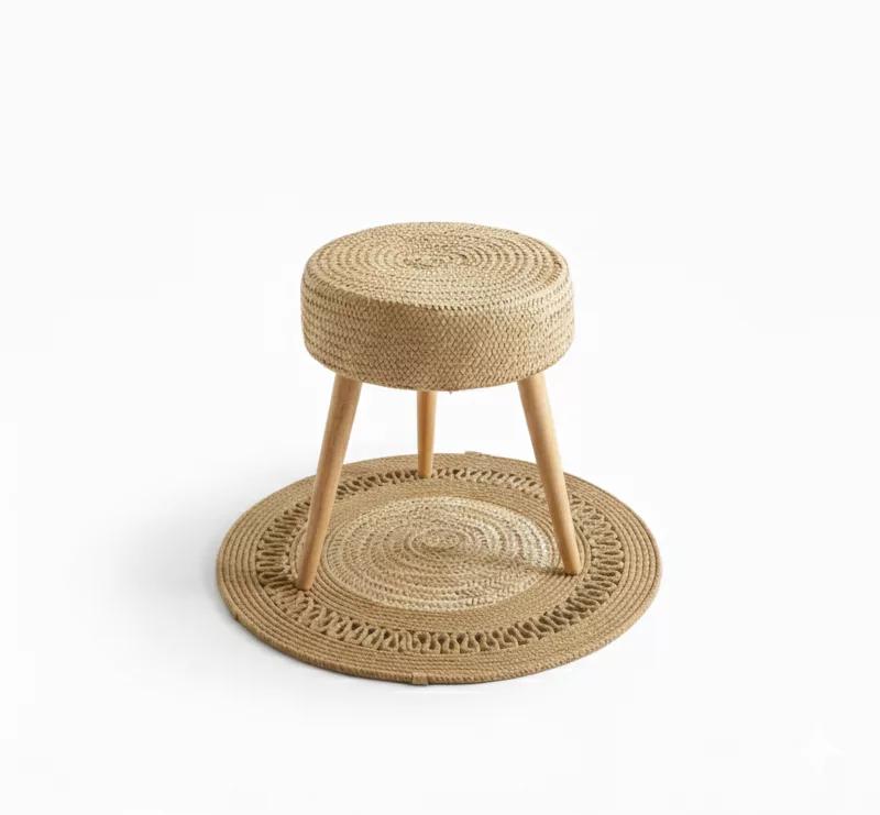palmier Tabouret Tapis Rond Assorti