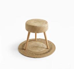 palmier Tabouret Tapis Rond Assorti