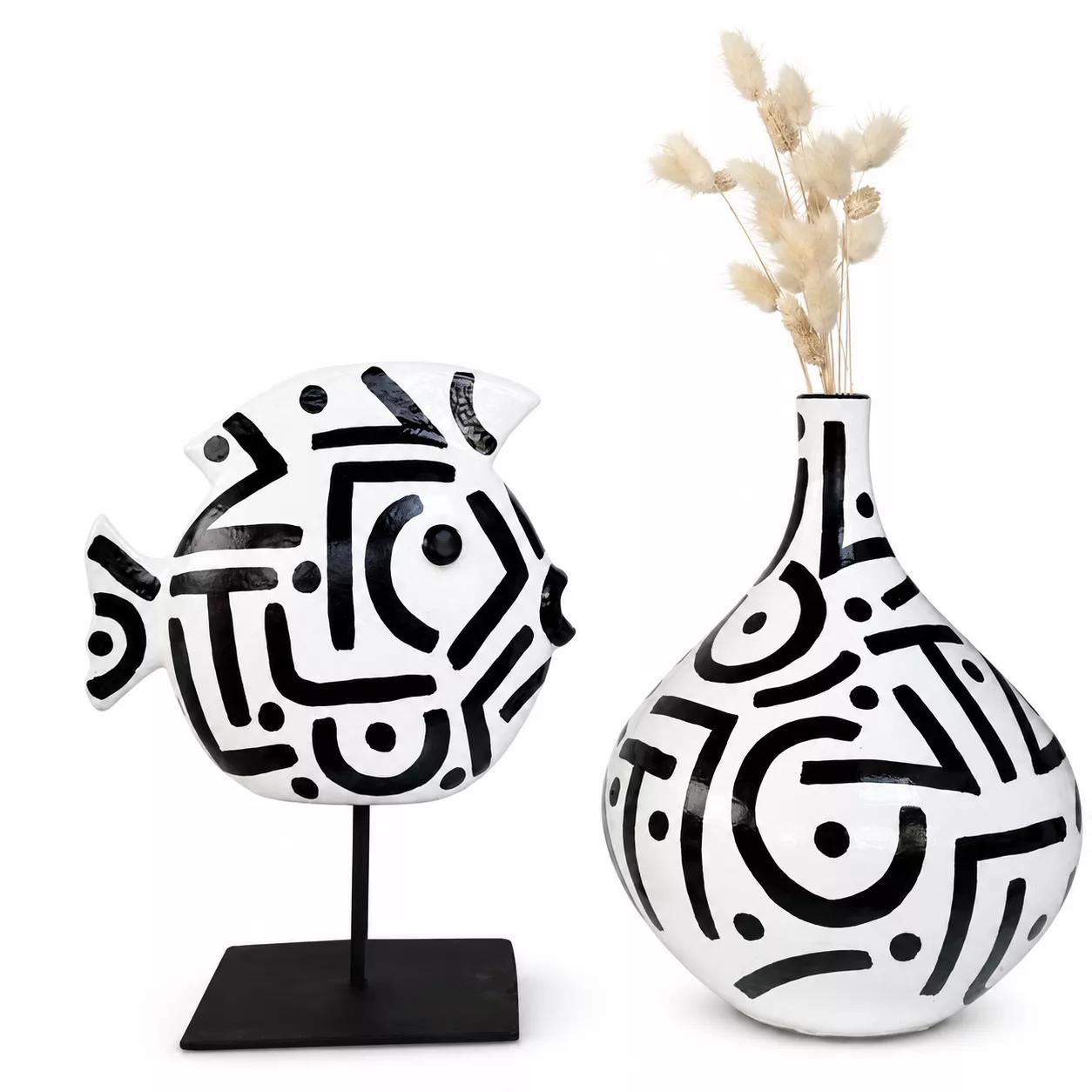sculptural graphique Poisson & Vase