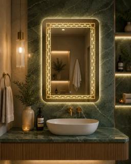 LUMA Miroir LED 3 Lumières Design Géométrique Chic & Moderne