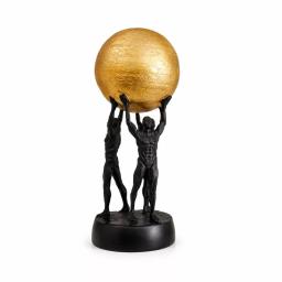 Sculpture Décorative Atlas Hommes Portant le Globe Doré