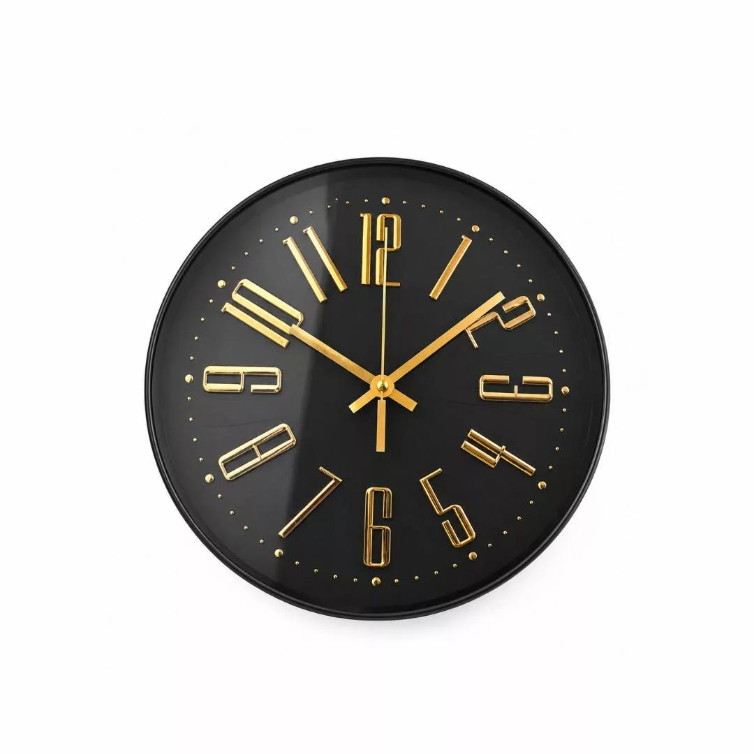 Horloge Murale Moderne Noire & Dorée Design Élégant
