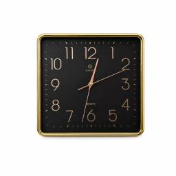 Horloge Murale Carrée Noire & Dorée Design Moderne Chic