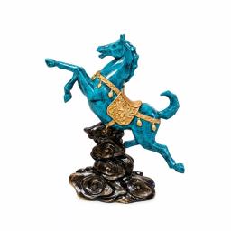 Cheval Azur Sculpture Décorative & Doré