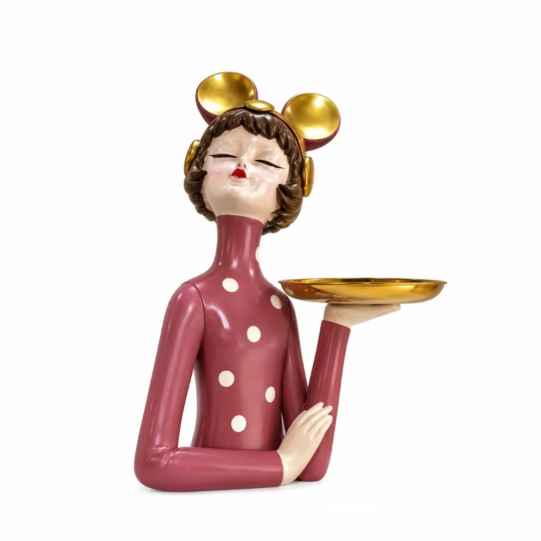 Vide-Poche Rosalia Figurine Décorative à Pois & Doré H40 cm