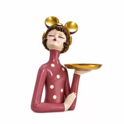 Vide-Poche Rosalia Figurine Décorative à Pois & Doré H40 cm