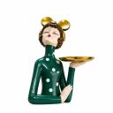 Émeraude Figurine Décorative Verte à Pois & Doré H40 cm