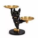 Vide-poche Bouledogue Doré à Deux Plateaux Statue Décorative