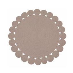 rond Tapis taupe en corde tressée à bord festonné Ø 130 cm Fait main en