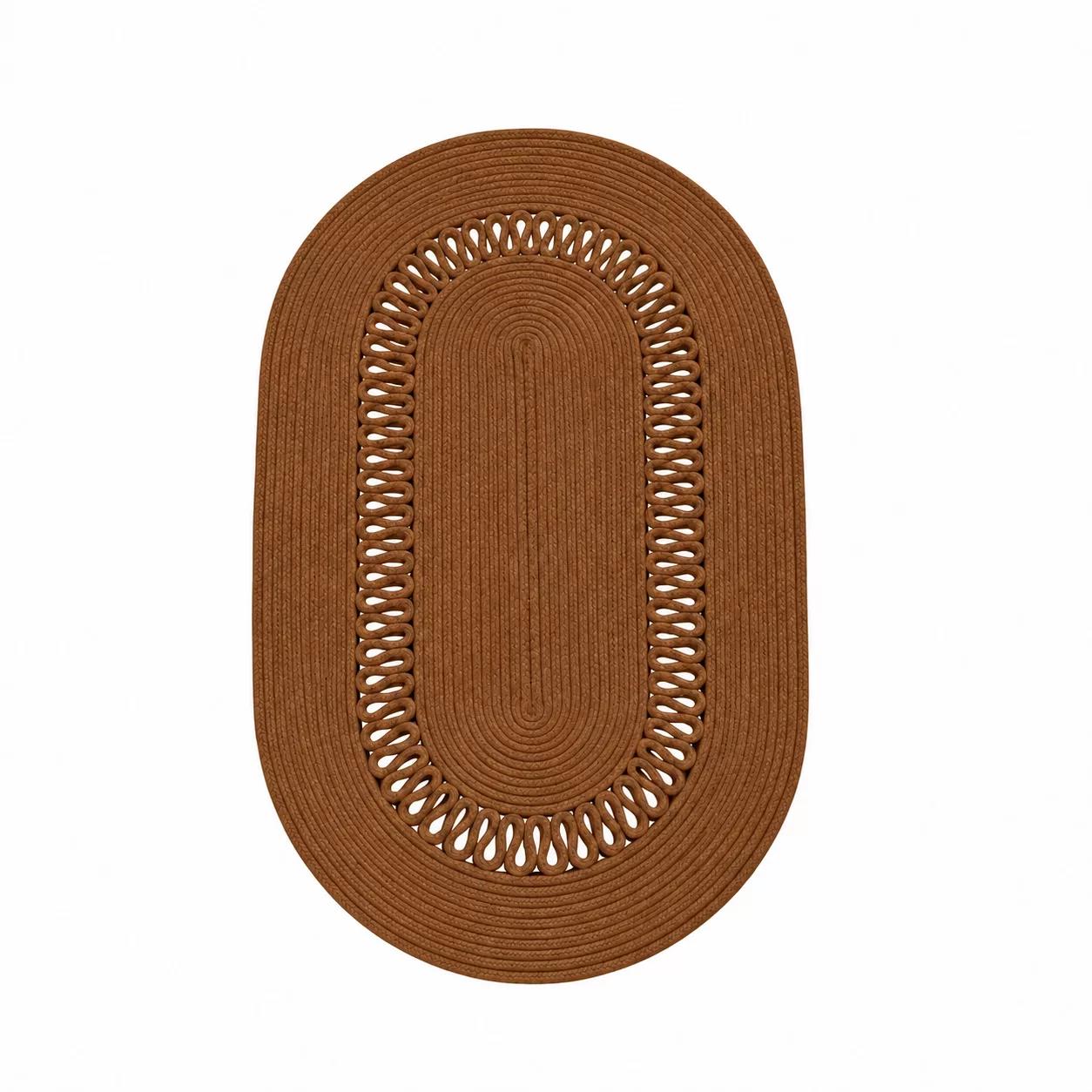 ovale Tapis en corde tressée marron foncé Fait main en
