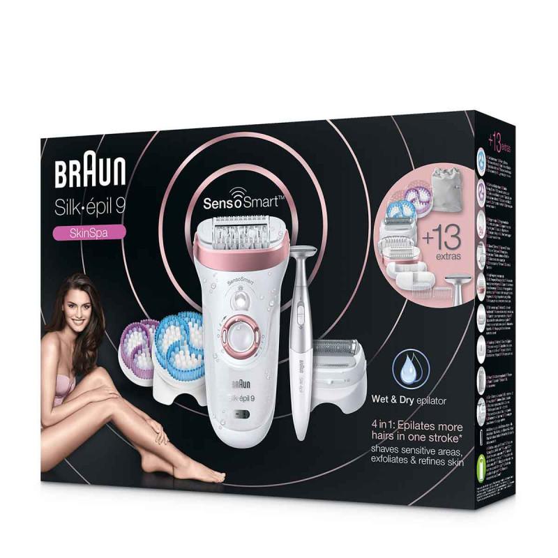 Braun Silk-Épil 9-980 SkinSpa SensoSmart Épilateur Électrique + 13 Accessoires