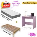 Matelas + Sommier + Bureau Mauve Clair
