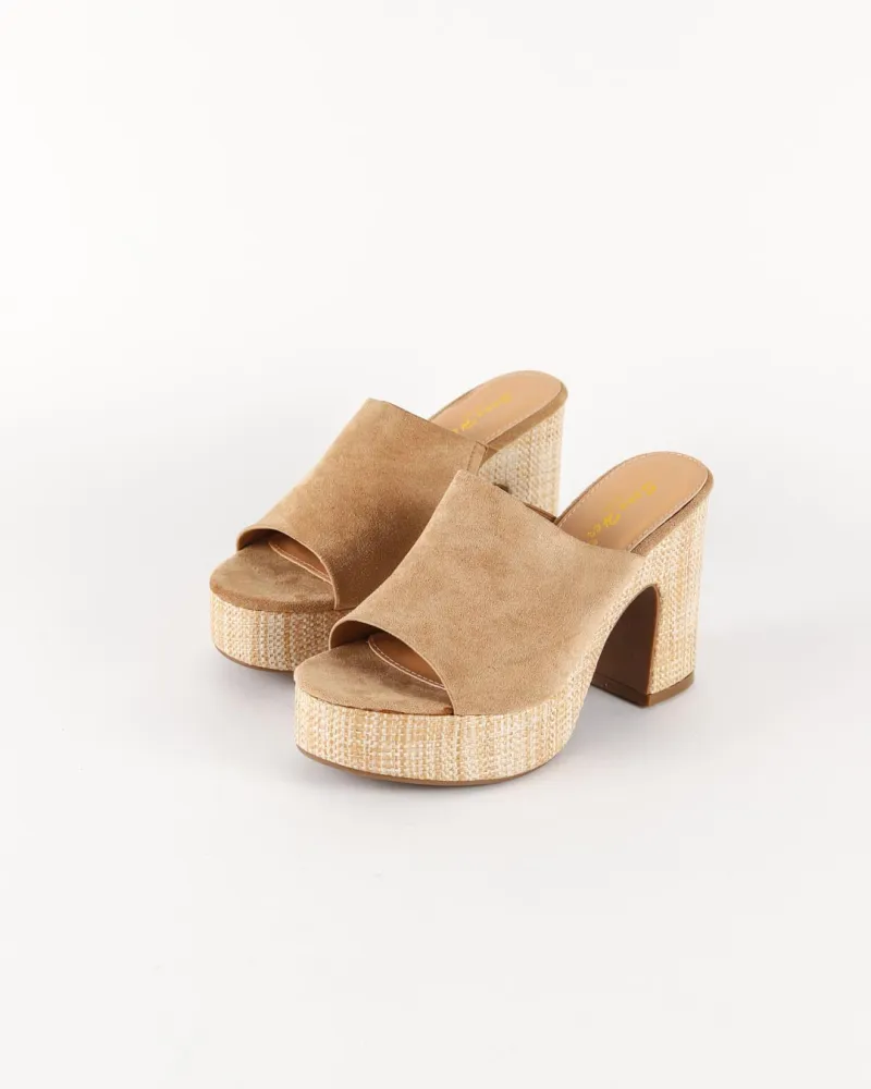 Mules à plateforme en daim