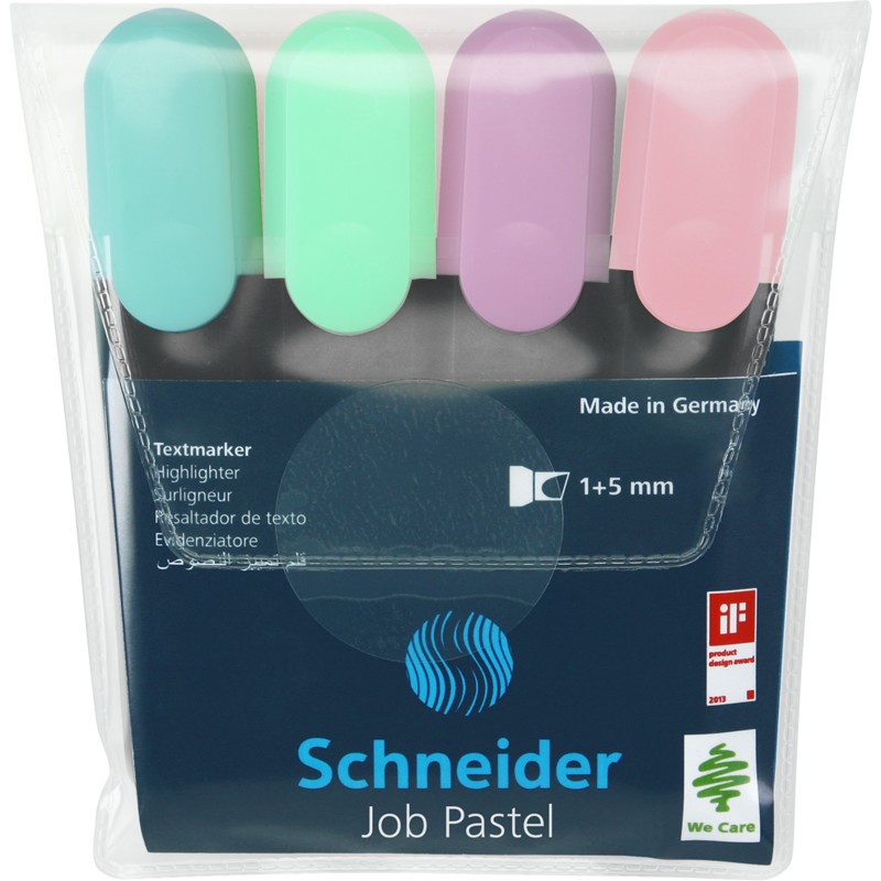 Pochette 4x Surligneurs Schneider Job Pastel
