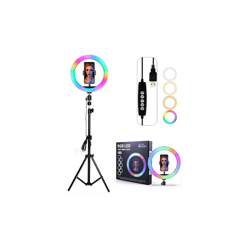 Selfie Ring Light 360° + tripode RGB