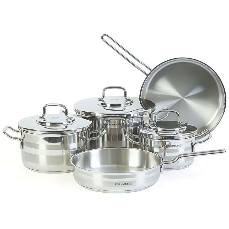 Batterie de Cuisine KORKMAZ 8 Pièces Inox A2055