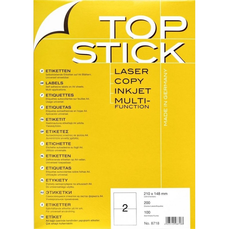 Etiquettes HERMA TOP STICK A 210 x 148 mm