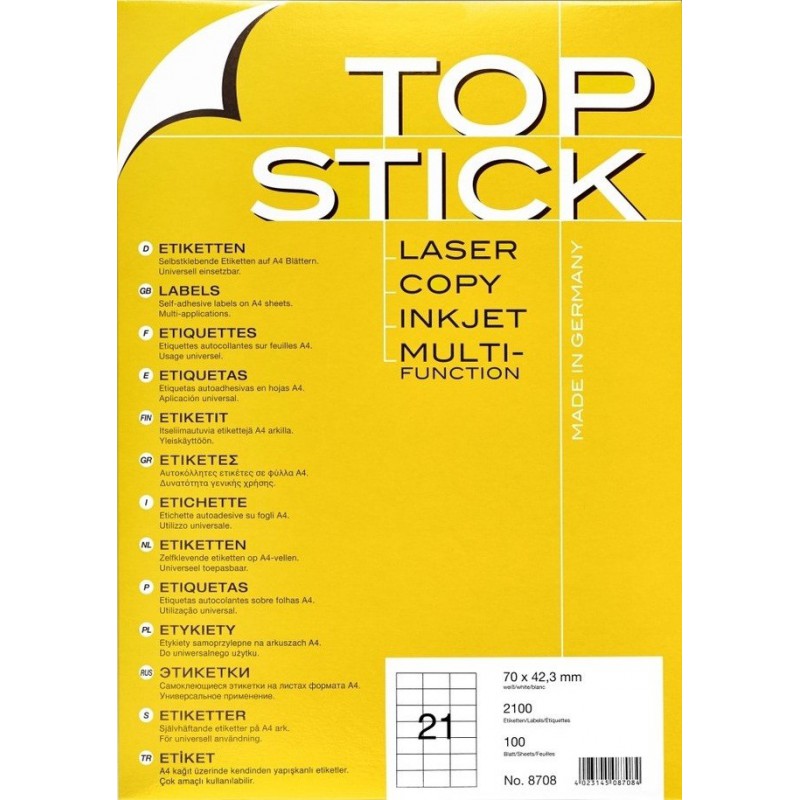 Etiquettes HERMA TOP STICK A 70 x 42.3 mm
