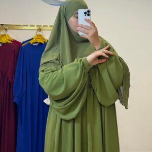 Jilbab femme une pièce « ZAHRA » Militaire longue femme