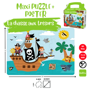 Maxi Puzzle + Poster La chasse aux trésors 3 à 5 ans