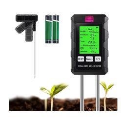 Testeur de sol multifonctionnel 6 en 1 mesure de la température, pH, fertilité, humidité, ensoleillement