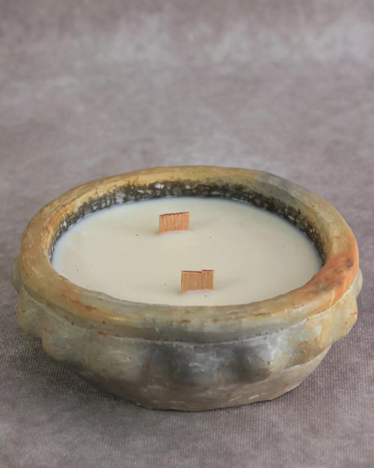 Anaspika Bougie jasmin cire de soja BEIGE BLOOM Poterie de Sejnane naturelle