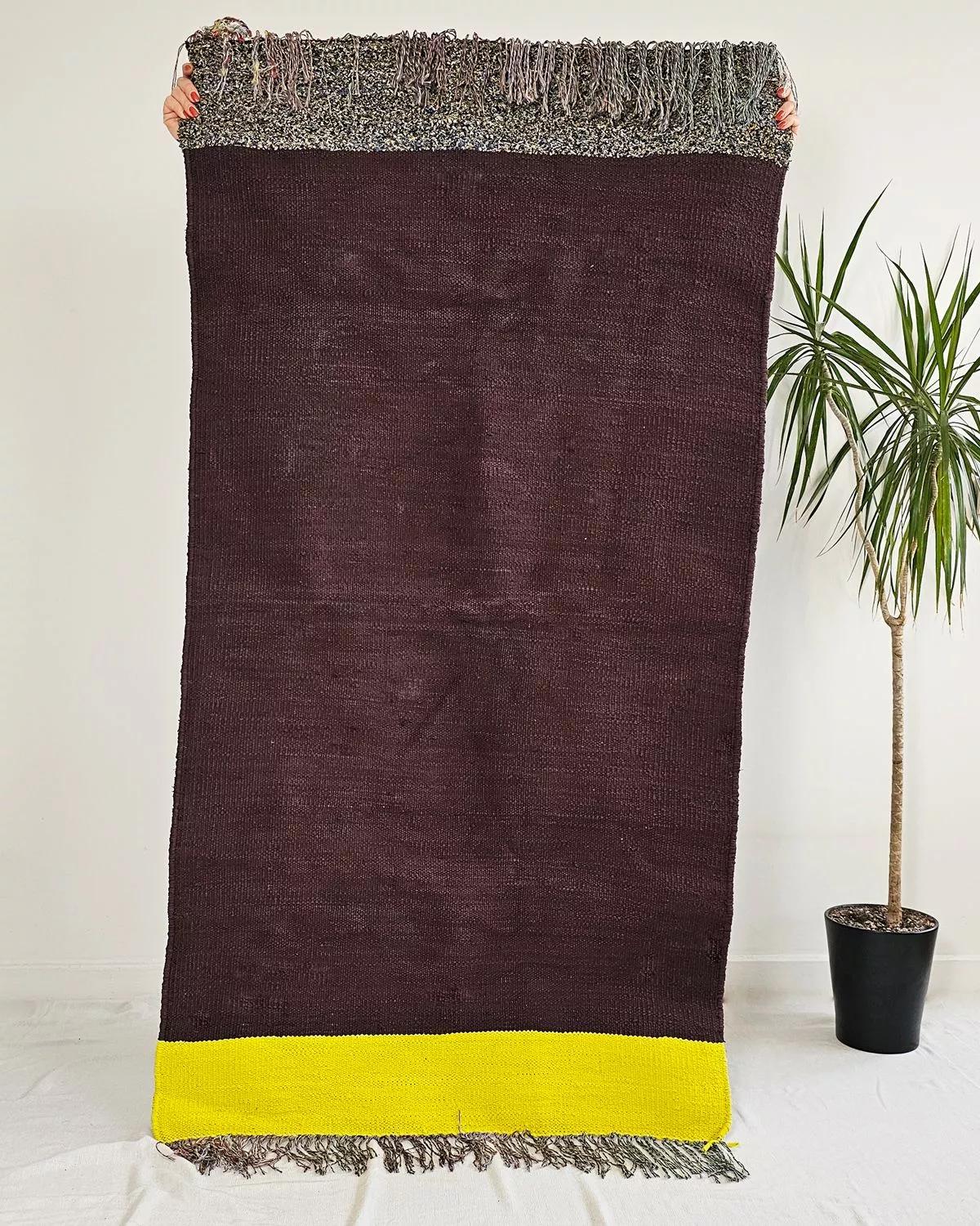 Anaspika Tapis kilim coloré artisanal MARJO Coton recyclé marron &