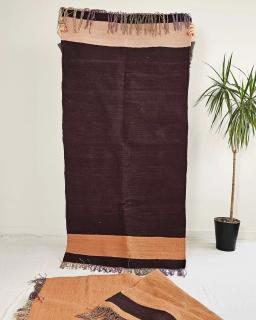 Anaspika Kilim coton recyclé NUDA Nude & marron tissé à la main