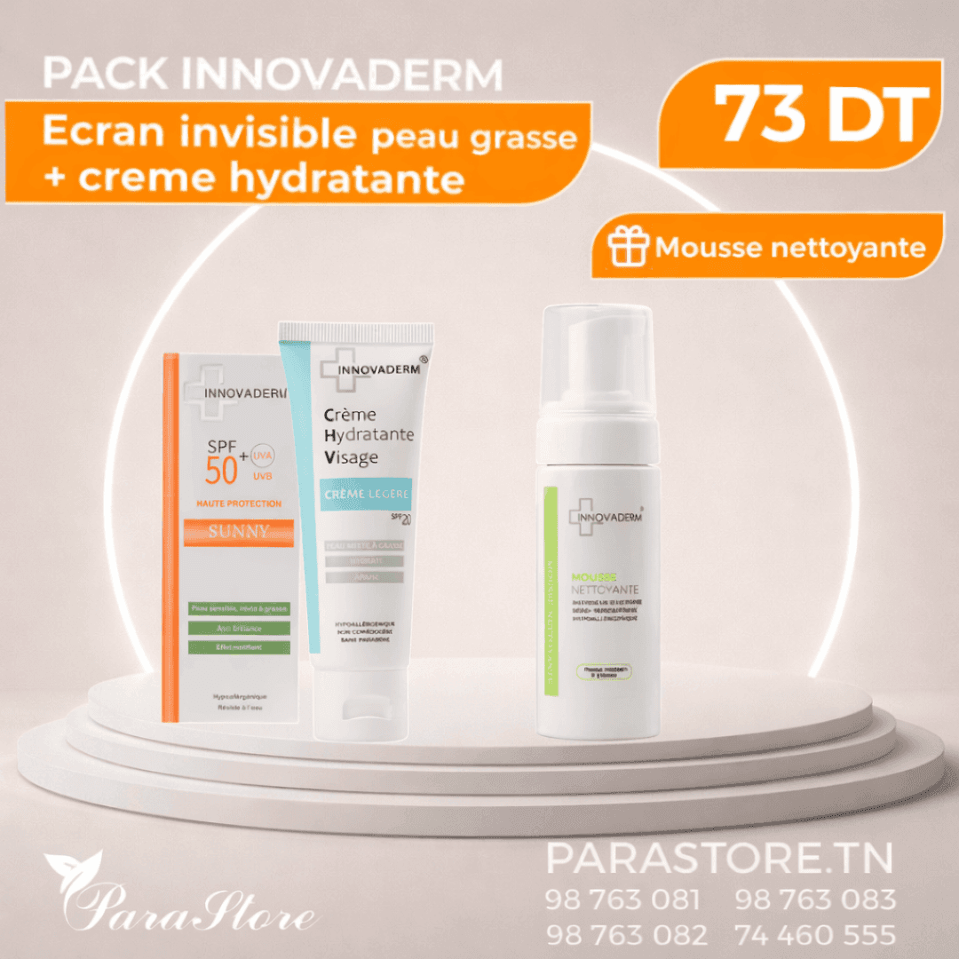 Innovaderm PACK PEAU GRASSE ECRAN + HYDRATANTE + MOUSSE NETTOYANTE