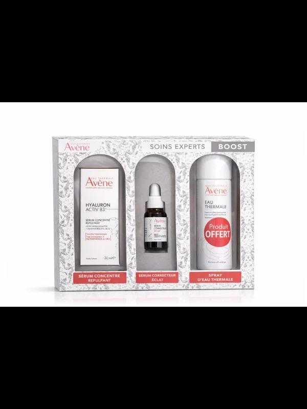 AVENE COFFRET BOOST SERUM CONCENTRE REPULPANT + SERUM CORRECTEUR ECLAT + SPRAY D'EAU THERMALE