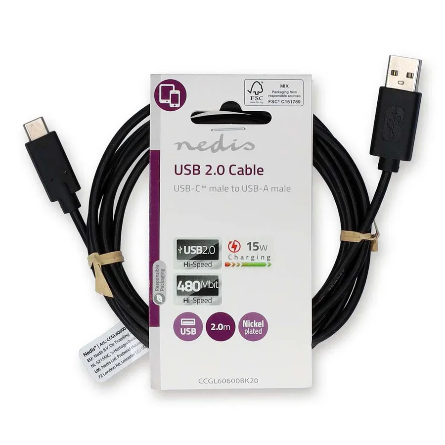 USB 2.0 type-a vers USB type-c 1m