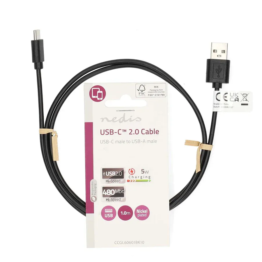 USB 2.0 type-a vers USB type-c 2m