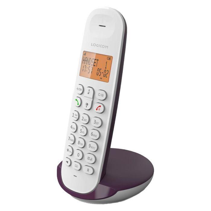 Logicom Téléphone Sans Fil DECT Iloa 150 Solo Aubergine