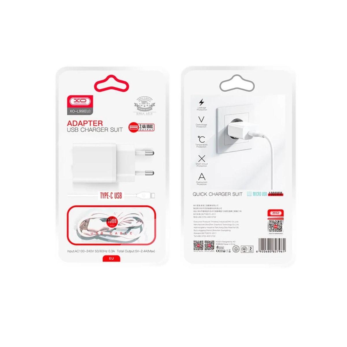 XO Chargeur L99 2.4A USB Type C