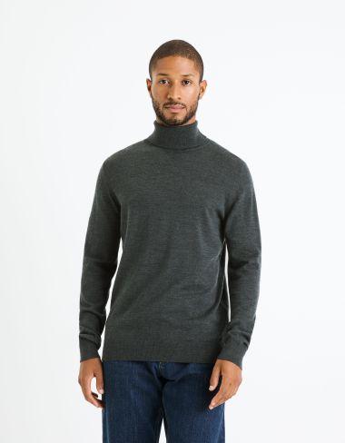 col roulé 100% laine mérinos anthracite