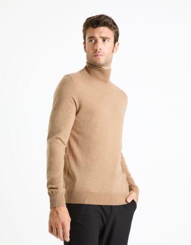 col roulé 100% laine mérinos beige