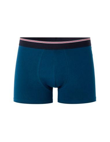 Boxer coton stretch ceinture contrastée pétrole