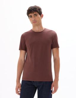 slim col rond en coton stretch bordeaux