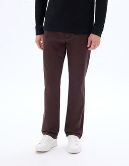 chino straight en coton stretch marron foncé