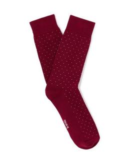 Chaussettes hautes sport en coton stretch bordeaux à pois