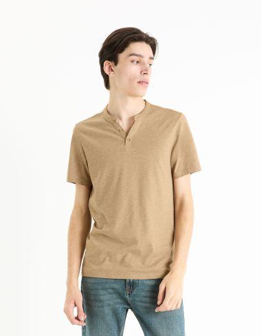 col henley coton mélangé -taupe