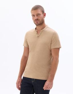 regular col tunisien coton mélangé beige