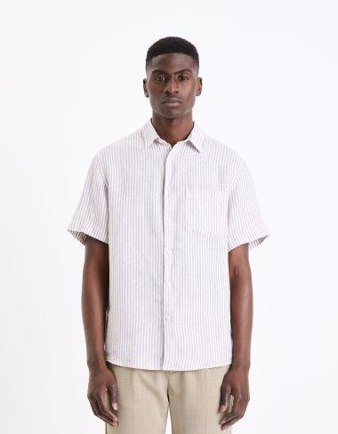Chemisette regular en lin taupe