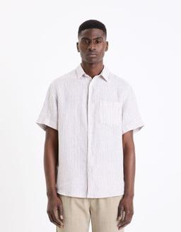 Chemisette regular en lin taupe