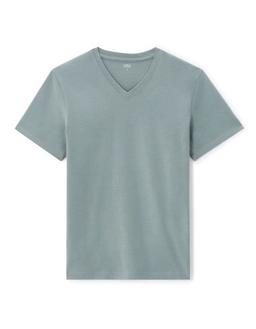 straight col v 100% coton de