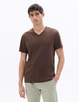 regular col V 100% coton marron