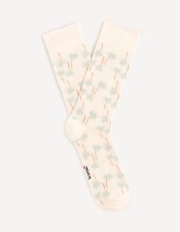 Chaussettes hautes coton beige