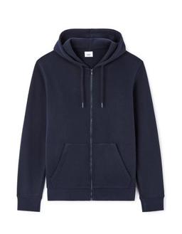 Sweat zippé capuche regular 100% coton marine